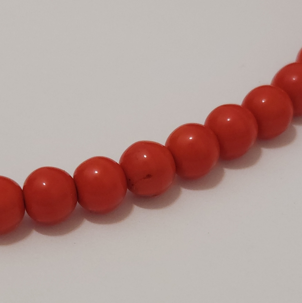 Vintage Genuine Red Coral Beaded Necklace with Silver Clasp 18" Long - Picture 7 of 16